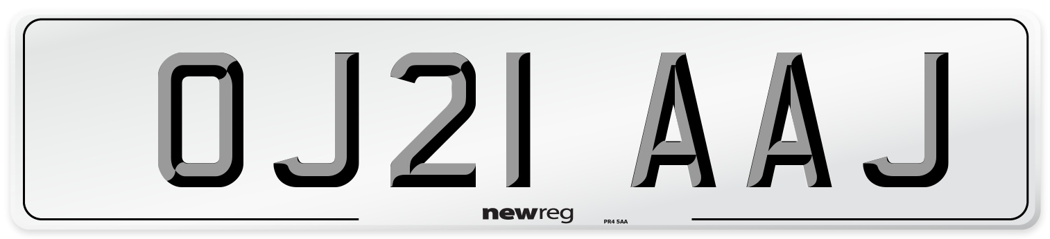 OJ21 AAJ Number Plate from New Reg